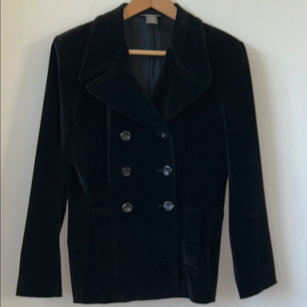 Banana Republic Black Velvet Peacoat Jacket